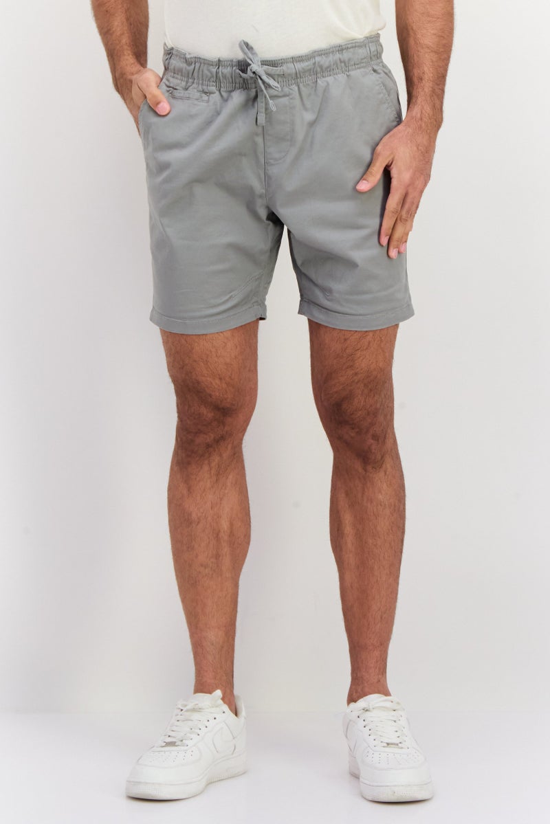 GOOD FOR NOTHING Men Brand Logo Basic Shorts, Grey - Image 1